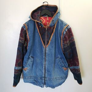 Vtg Outbrook Denim Western Aztec Jacket 90’s Size 20W Women's Chore Barn Coat